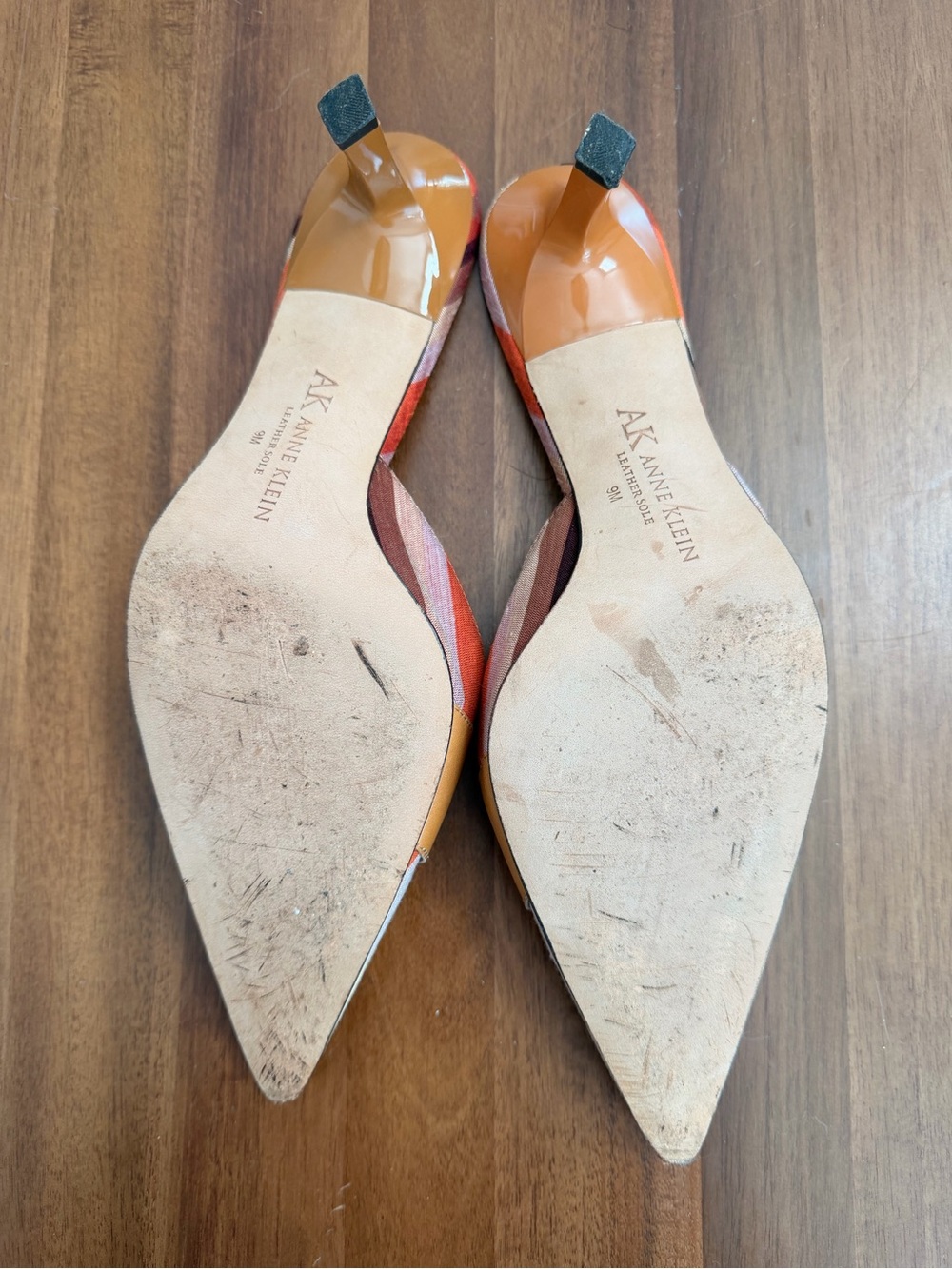 AK Anne Klein Striped Pointed Toe Mule Heels Size 9M 3” Heel - Picture 7 of 7